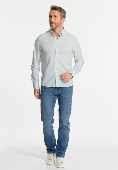 Chemise homme turquoise - effet lin