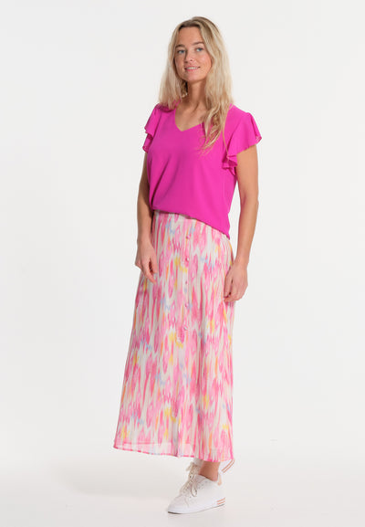 Long pastel effect skirt with buttonhole