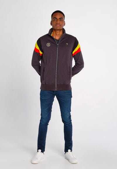 Sweatshirt homme noir zippé avec drapeau belge