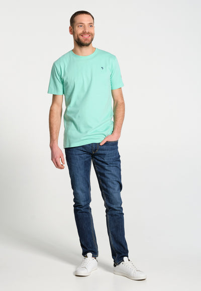 Essentials men's green straight cut cotton T-Shirt