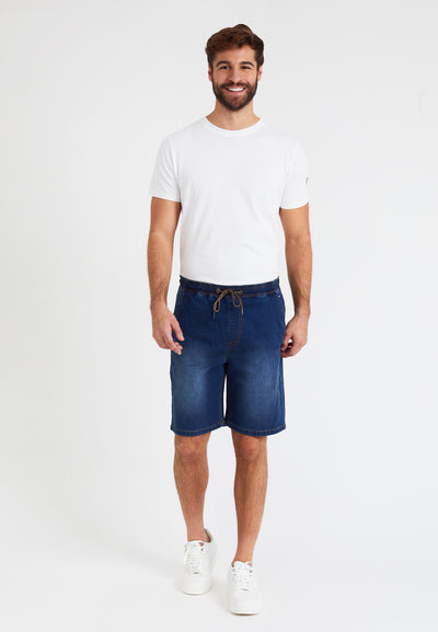 Comfort stretch men's Bermuda shorts, straight cut, elasticated waist