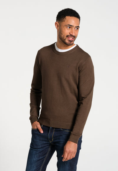 Essentials men's khaki round-neck cotton sweater