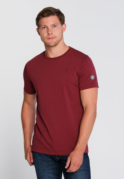 Essentials men's burgundy straight cut cotton T-Shirt