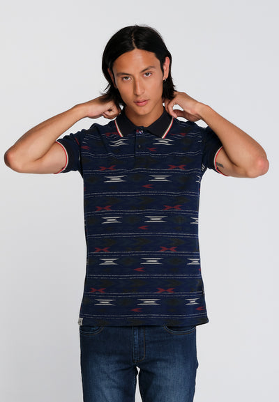 Polo Homme Manitoba Navy Print