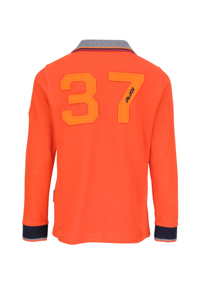 Boy's orange polo shirt with back motif