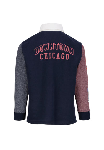 Boy's multicolored polo shirt with Downtown Chicago print