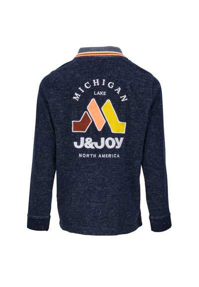Boys' blue polo shirt with Michigan print