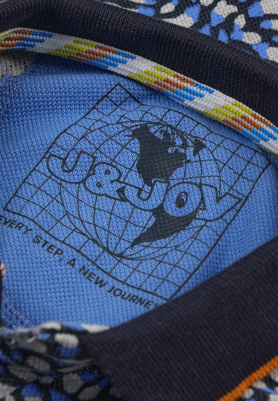 Marineblauw poloshirt voor jongens met Great Lakes-print