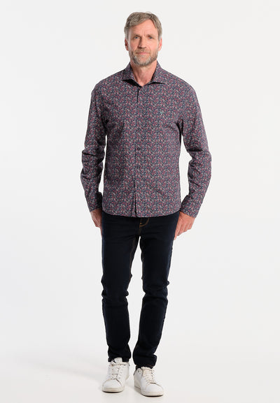 Men's navy blue collector's shirt with flowers
