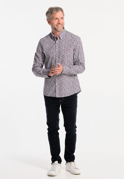 White collector's men's shirt with flowers