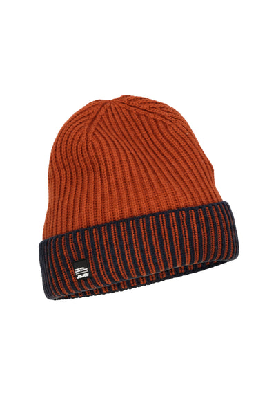Rust and navy blue men's beanie