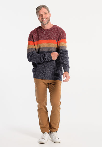 Men's sweater with multicolored stripes