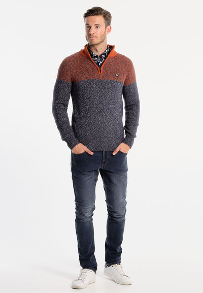 Navy blue and brown men's sweater