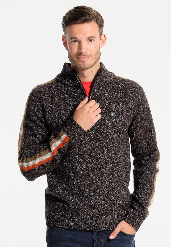 Black men's sweater with colored stripes
