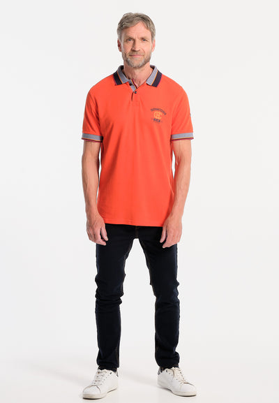 Orange men's polo shirt, back pattern