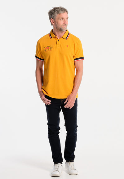 Yellow men's polo shirt, back pattern