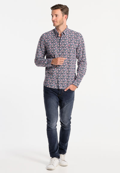 White men's shirt with floral print