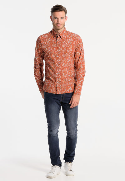 Rust men's shirt with leaves
