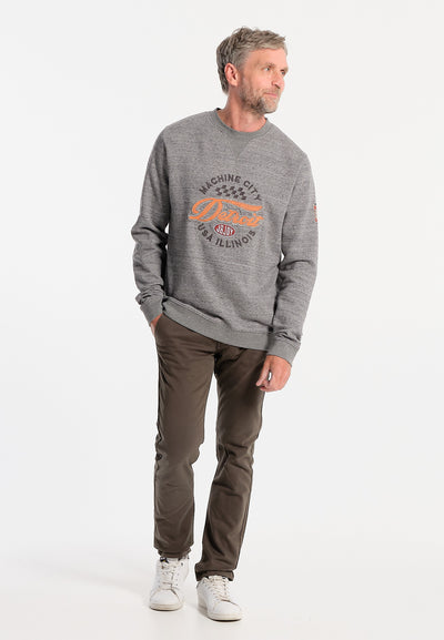 Sweatshirt homme gris avec logo Machine City