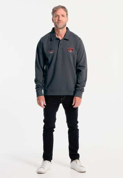Dark gray men's sweatshirt with back logo