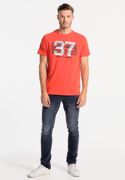 Oranje T-shirt voor heren met 37 Chicago-logo