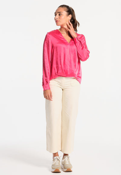 Women's fuchsia cross-body blouse