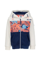 Boys' sweatshirt with zipper, flowers on the chest and hood