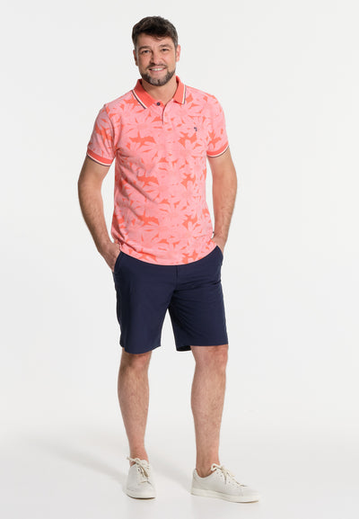 Men's coral floral polo shirt