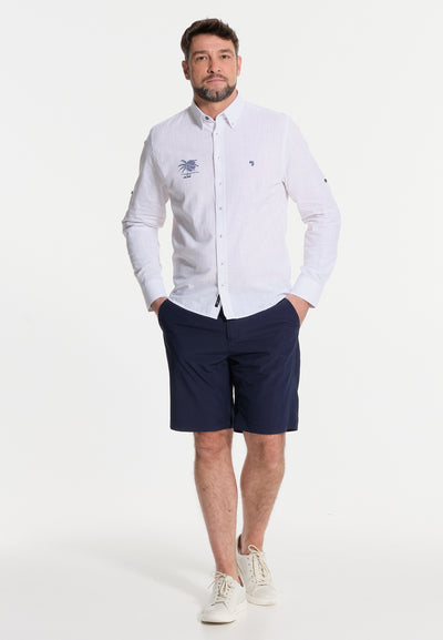 Chemise homme blanche Vacation Club - effet lin