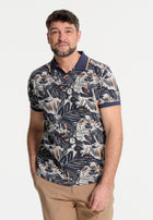 Men's plant pattern polo shirt