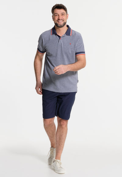 Men's gray polo shirt with contrasting finishes