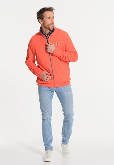 Men's coral sweatshirt with zipper