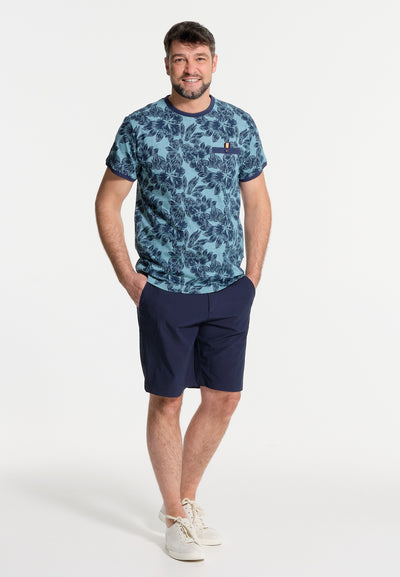 Men's turquoise and leaves t-shirt