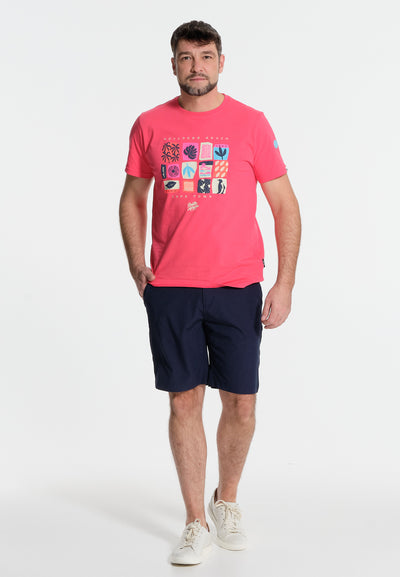 Roze mozaïek-T-shirt voor heren