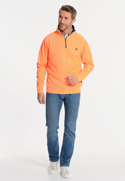 Men's orange high-neck sweatshirt