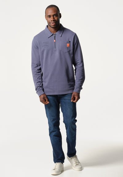 Sweatshirt homme bleu jeans avec poche sur le cœur