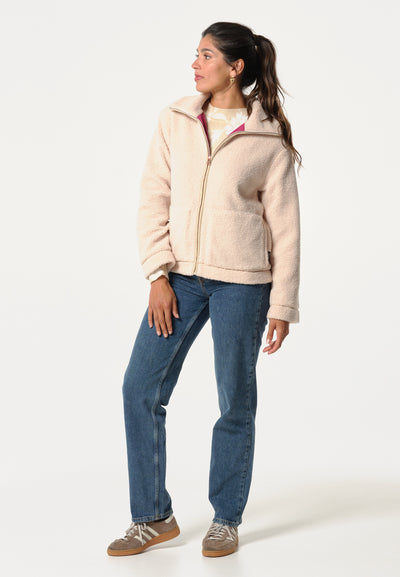 Beige women's polar fleece with zip