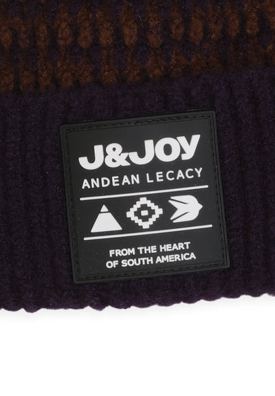 Bonnet garçon bleu et rouge avec pompon