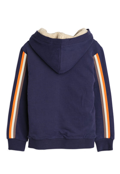 Sweatshirt garçon bleu marine avec tirette et capuche