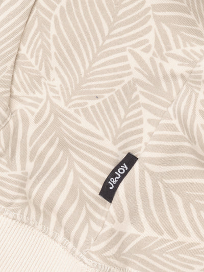 Sweatshirt garçon beige avec imprimé végétal