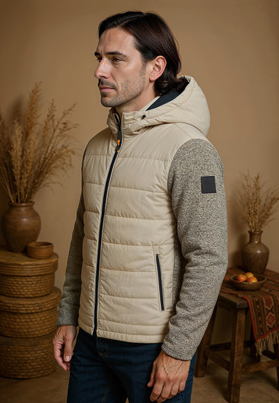 Veste homme beige avec manches en polaire