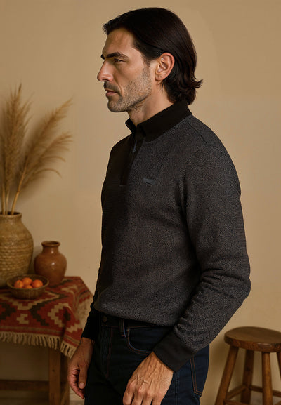 Pull homme gris avec col zippé