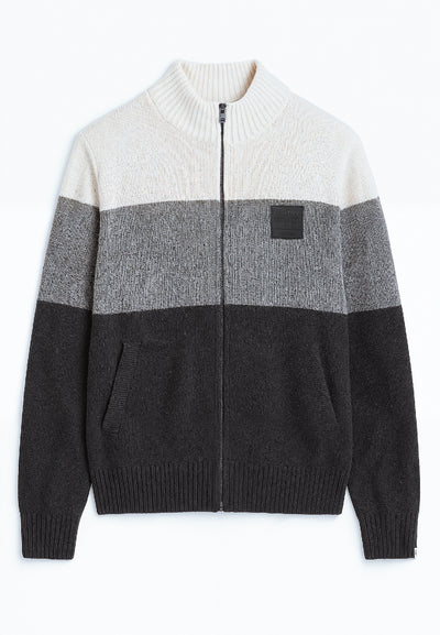 Pull homme tricolore zippé