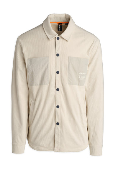 Veste en velour cotelé beige boutonné avec poches poitrine