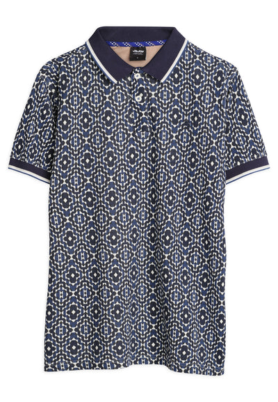 Polo homme bleu et blanc abstrait