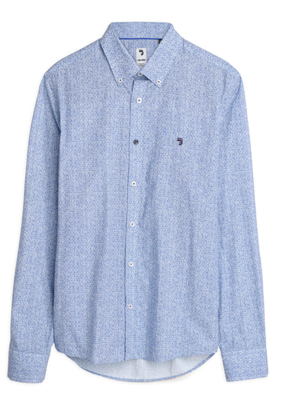 Chemise homme bleue texture géométrique