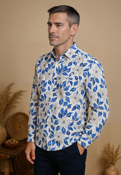 Chemise homme blanches avec fleurs