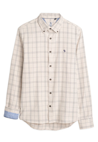 Chemise homme beige quadrillée
