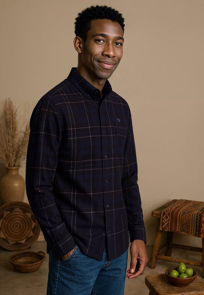 Chemise homme bleue en velour