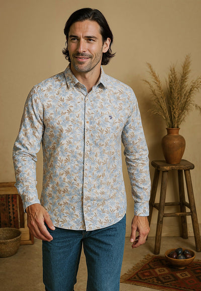 Chemise homme blanche avec fleurs